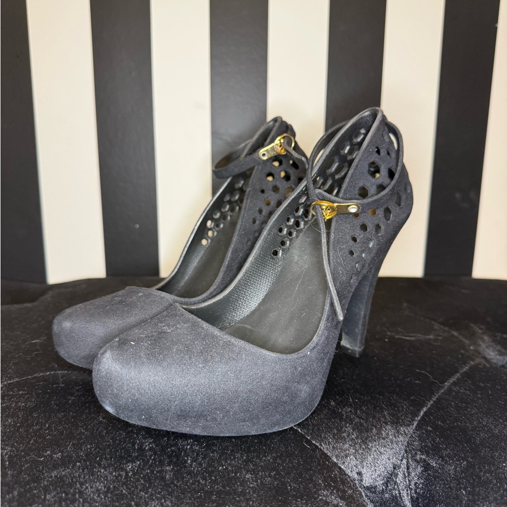 Melissa Black Heels with Gold Details